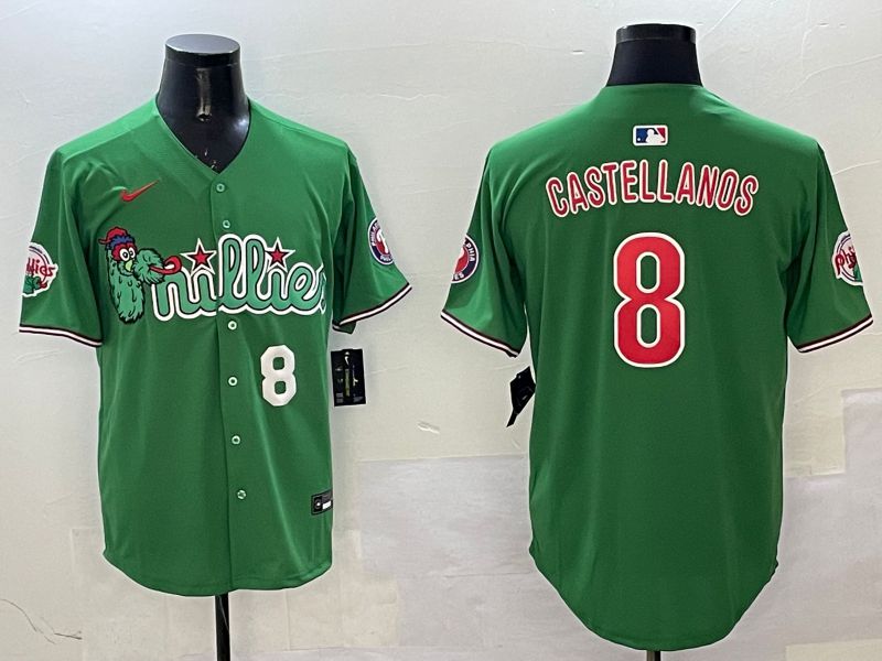 Men Philadelphia Phillies #8 Castellanos Green Three generations Joint Name Game 2025 Nike MLB Jersey style 5->philadelphia phillies->MLB Jersey
